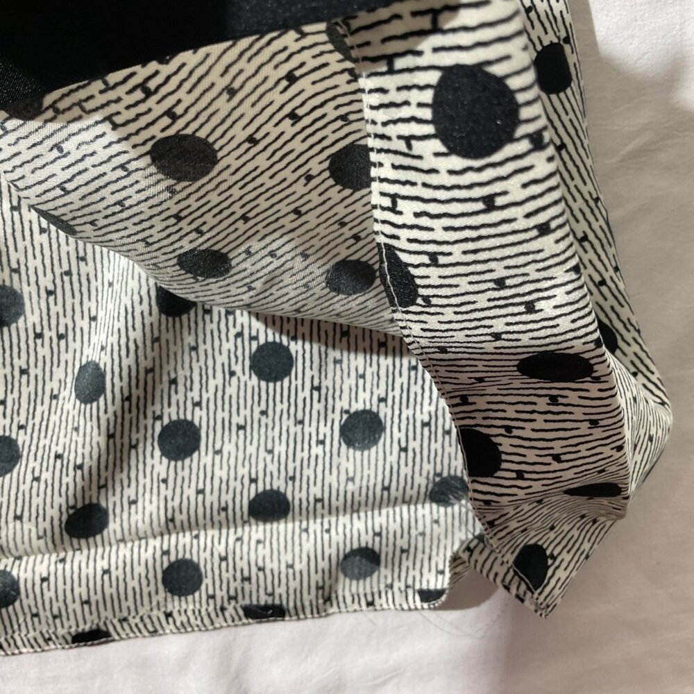 Vintage-Inspired Black & White Polka Dot Midi Dress With Gold Buttons & Bow Deta - Picture 13 of 15